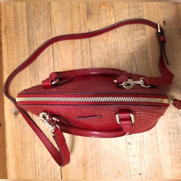 Gucci mini satchel *Red *Leather *GG Embossed - Picture 2 of 14